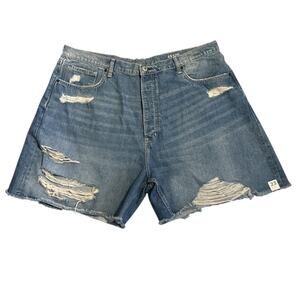 Arizona Jean Co. Jean Shorts Distressed Raw Hem Button Fly High‎ Rise Plus Sz 23